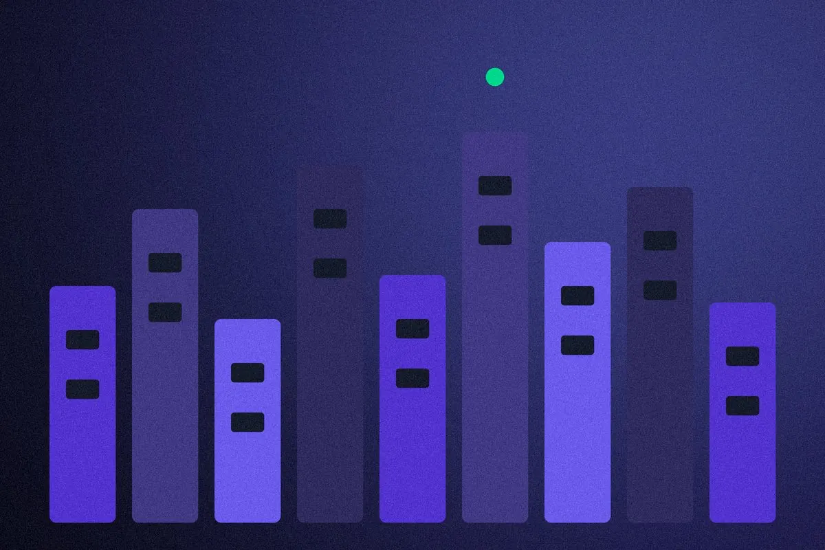Abstract skyline of Bangalore in violet tones