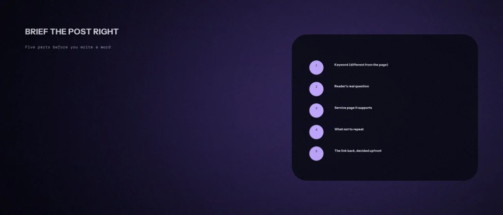 How to Brief a Blog Post That Supports a Service Page Instead of Competing With It