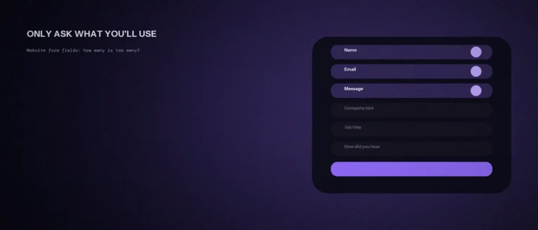 Website contact form with three fields kept and three unnecessary fields removed