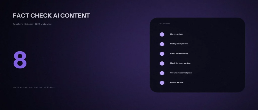 How to fact check AI generated content: an eight step routine based on Google's October 2026 guidance