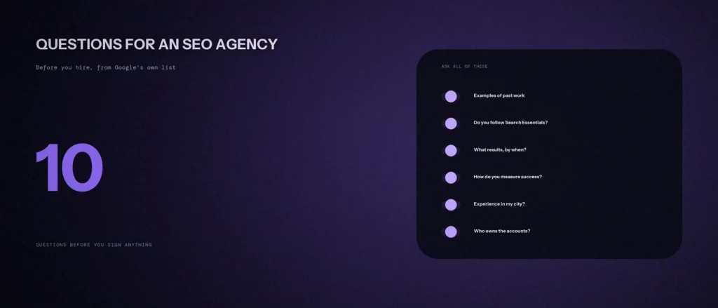 10 questions to ask an SEO agency before you hire, based on Google's own guidance
